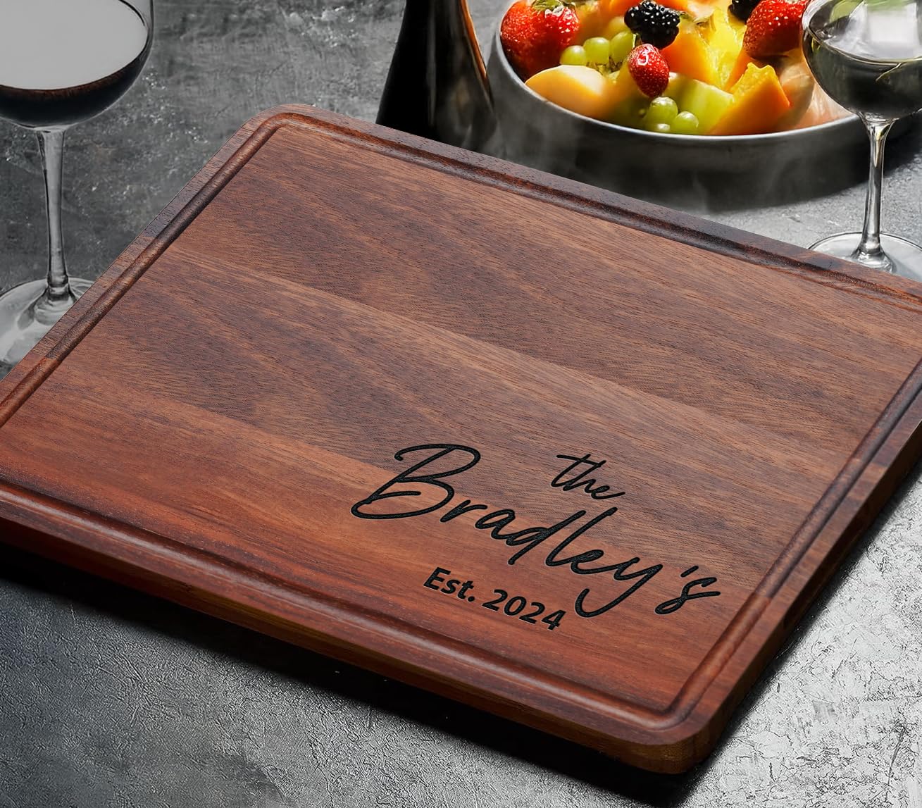 Rustic wooden custom cutting boards with personalized touches, perfect for preparing meals or as a special gift for any occasion