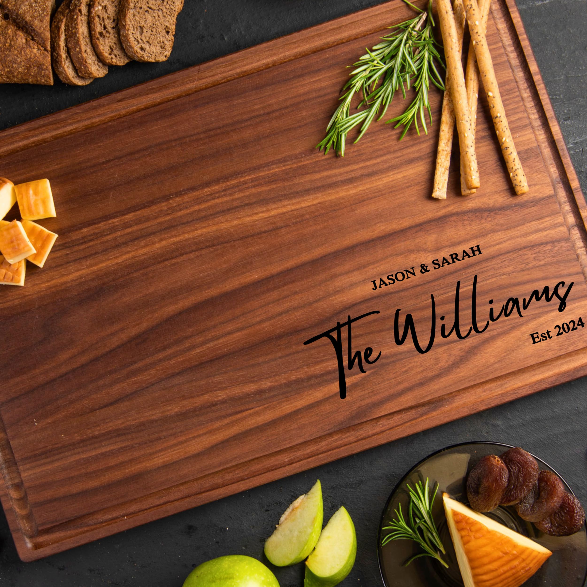 A personalized custom cutting boards set with intricate engravings, showcasing unique designs perfect for kitchen use and gifting